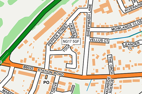 NG17 5GF map - OS OpenMap – Local (Ordnance Survey)