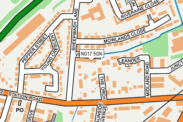 NG17 5GN map - OS OpenMap – Local (Ordnance Survey)