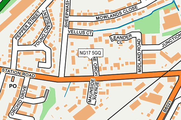 NG17 5GQ map - OS OpenMap – Local (Ordnance Survey)