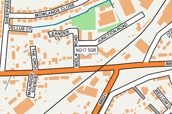 NG17 5GR map - OS OpenMap – Local (Ordnance Survey)