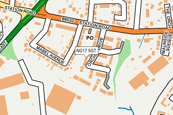 NG17 5GT map - OS OpenMap – Local (Ordnance Survey)