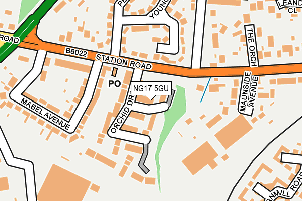 NG17 5GU map - OS OpenMap – Local (Ordnance Survey)