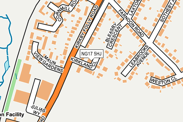 NG17 5HJ map - OS OpenMap – Local (Ordnance Survey)