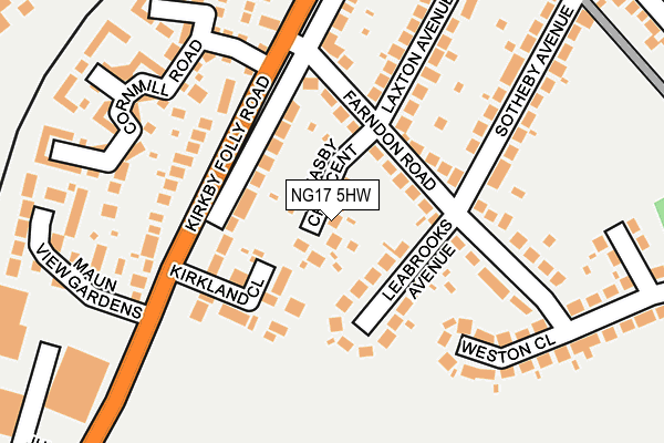 NG17 5HW map - OS OpenMap – Local (Ordnance Survey)