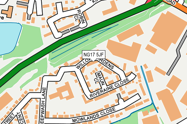 NG17 5JF map - OS OpenMap – Local (Ordnance Survey)