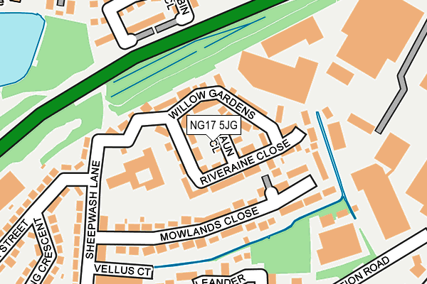 NG17 5JG map - OS OpenMap – Local (Ordnance Survey)