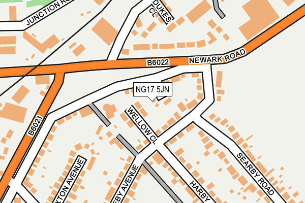 NG17 5JN map - OS OpenMap – Local (Ordnance Survey)