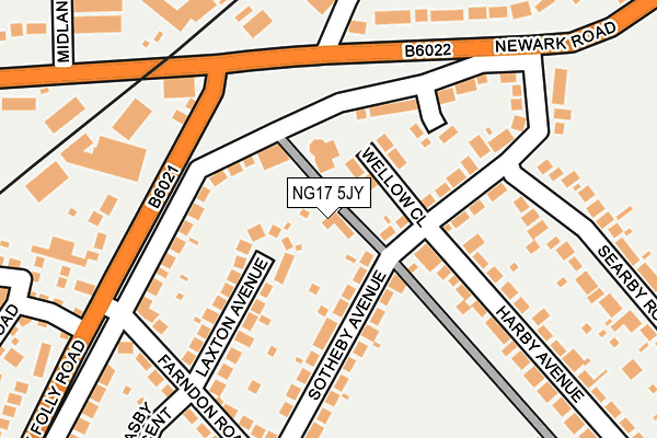 NG17 5JY map - OS OpenMap – Local (Ordnance Survey)