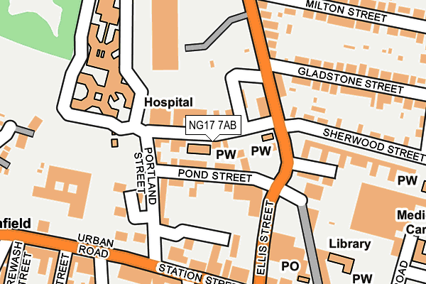 NG17 7AB map - OS OpenMap – Local (Ordnance Survey)
