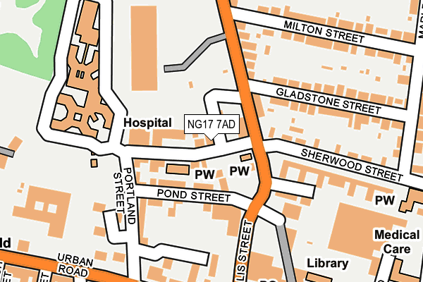 NG17 7AD map - OS OpenMap – Local (Ordnance Survey)