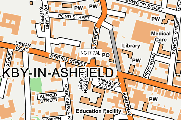 NG17 7AL map - OS OpenMap – Local (Ordnance Survey)