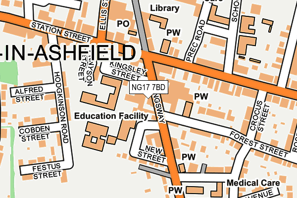 Map of ASHFIELD KEBAB PIZZA HOUSE LTD at local scale