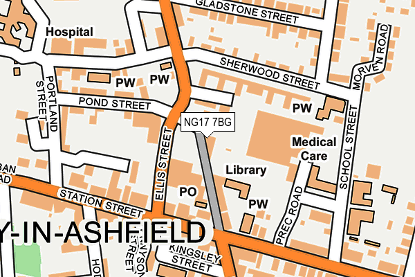 NG17 7BG map - OS OpenMap – Local (Ordnance Survey)