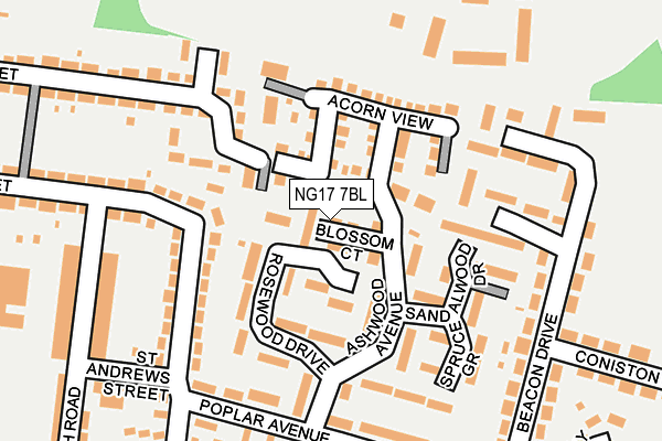 NG17 7BL map - OS OpenMap – Local (Ordnance Survey)