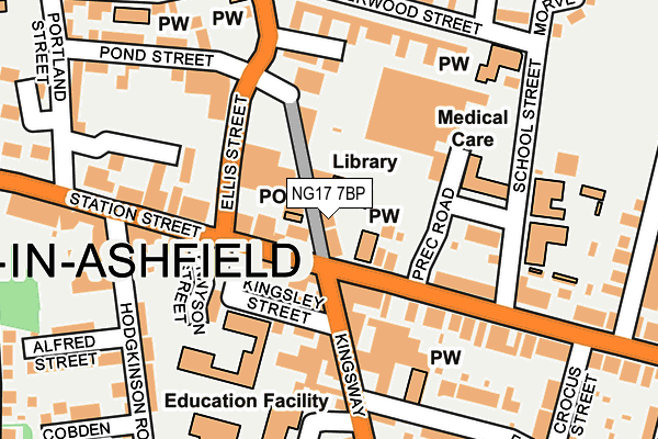 NG17 7BP map - OS OpenMap – Local (Ordnance Survey)