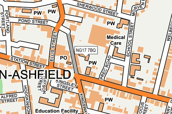 NG17 7BQ map - OS OpenMap – Local (Ordnance Survey)