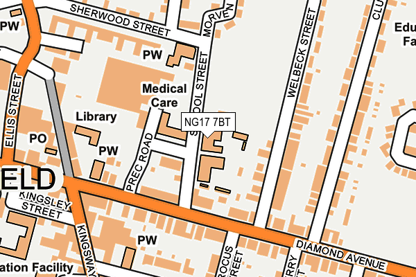 NG17 7BT map - OS OpenMap – Local (Ordnance Survey)