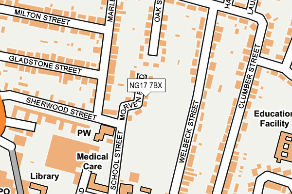 NG17 7BX map - OS OpenMap – Local (Ordnance Survey)