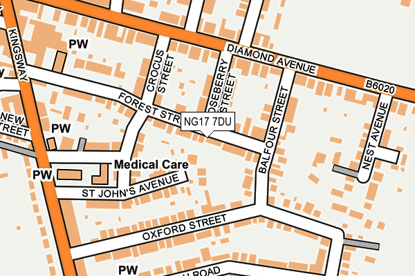 NG17 7DU map - OS OpenMap – Local (Ordnance Survey)
