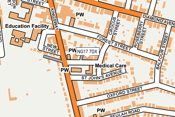 NG17 7DX map - OS OpenMap – Local (Ordnance Survey)
