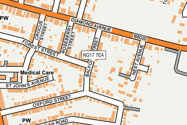 NG17 7EA map - OS OpenMap – Local (Ordnance Survey)