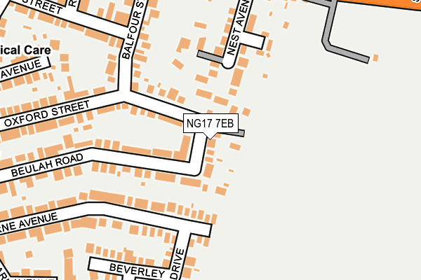 NG17 7EB map - OS OpenMap – Local (Ordnance Survey)