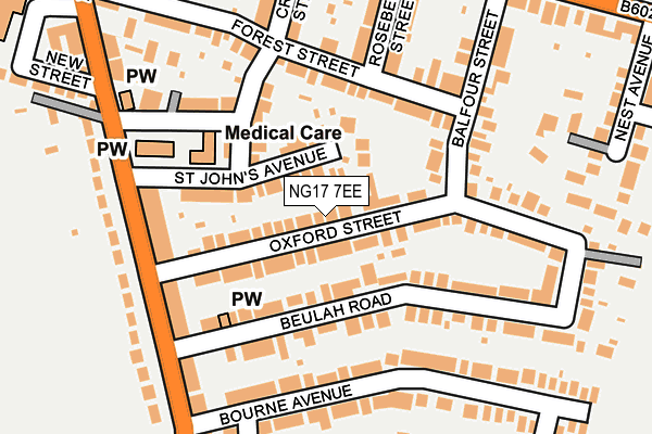 NG17 7EE map - OS OpenMap – Local (Ordnance Survey)