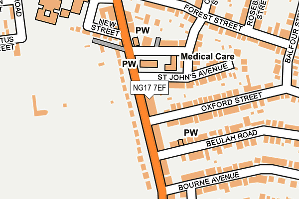 NG17 7EF map - OS OpenMap – Local (Ordnance Survey)