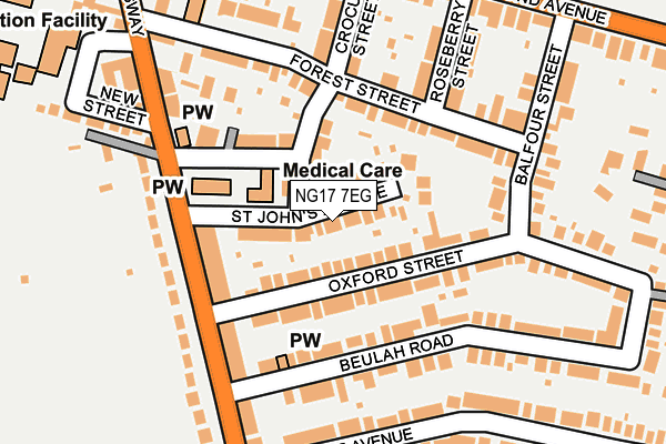 NG17 7EG map - OS OpenMap – Local (Ordnance Survey)