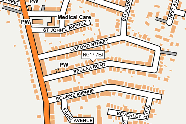 NG17 7EJ map - OS OpenMap – Local (Ordnance Survey)