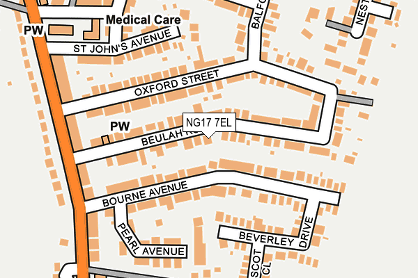 NG17 7EL map - OS OpenMap – Local (Ordnance Survey)