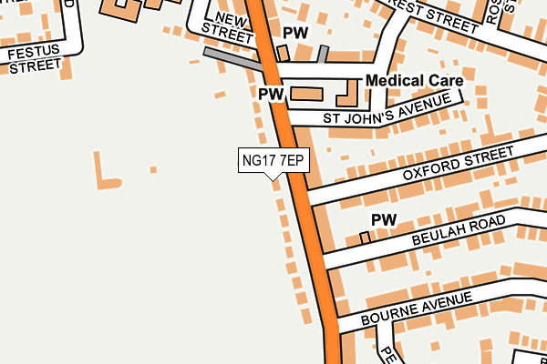 NG17 7EP map - OS OpenMap – Local (Ordnance Survey)