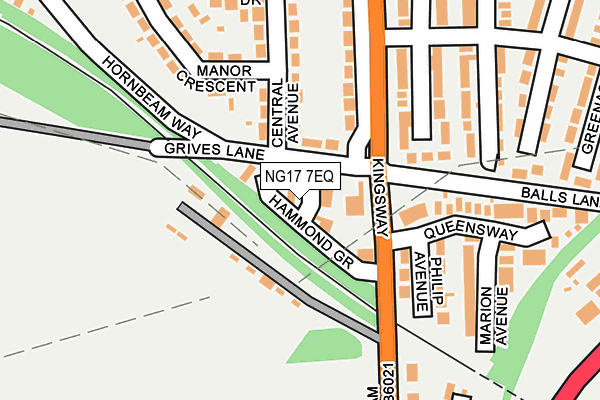 NG17 7EQ map - OS OpenMap – Local (Ordnance Survey)