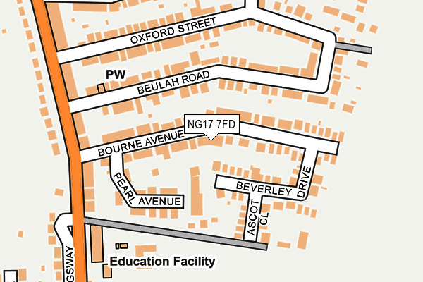 NG17 7FD map - OS OpenMap – Local (Ordnance Survey)