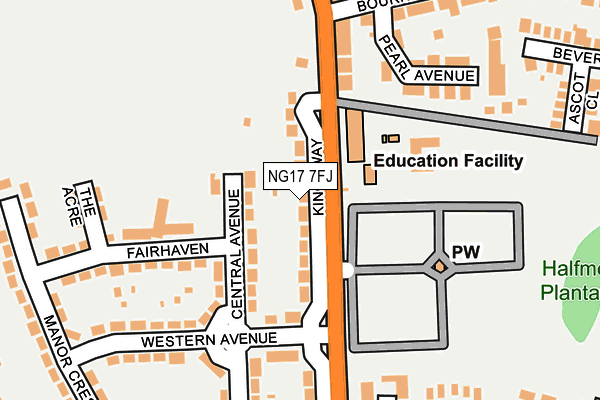 NG17 7FJ map - OS OpenMap – Local (Ordnance Survey)