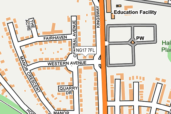 NG17 7FL map - OS OpenMap – Local (Ordnance Survey)