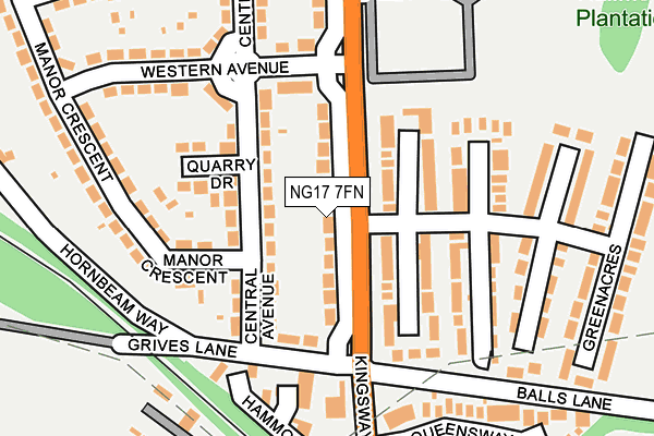 NG17 7FN map - OS OpenMap – Local (Ordnance Survey)