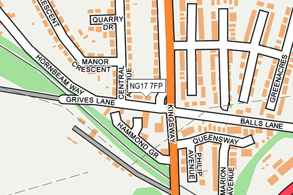 NG17 7FP map - OS OpenMap – Local (Ordnance Survey)