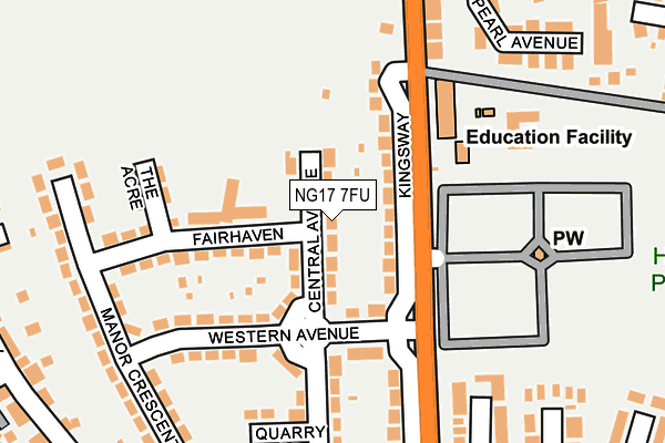 NG17 7FU map - OS OpenMap – Local (Ordnance Survey)