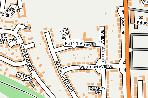 NG17 7FW map - OS OpenMap – Local (Ordnance Survey)