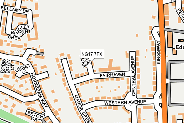 NG17 7FX map - OS OpenMap – Local (Ordnance Survey)