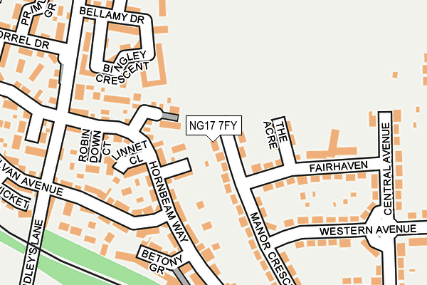 NG17 7FY map - OS OpenMap – Local (Ordnance Survey)