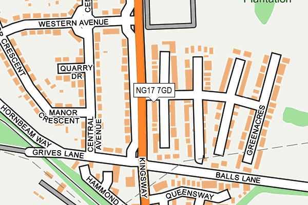 NG17 7GD map - OS OpenMap – Local (Ordnance Survey)