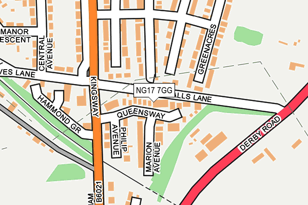 NG17 7GG map - OS OpenMap – Local (Ordnance Survey)