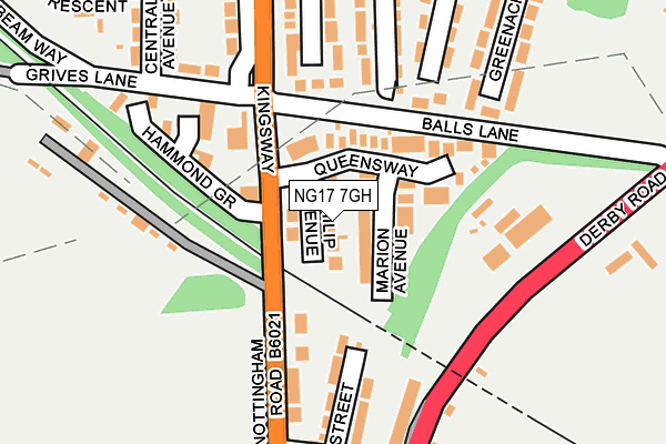 NG17 7GH map - OS OpenMap – Local (Ordnance Survey)