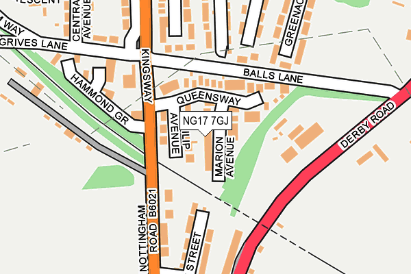 NG17 7GJ map - OS OpenMap – Local (Ordnance Survey)