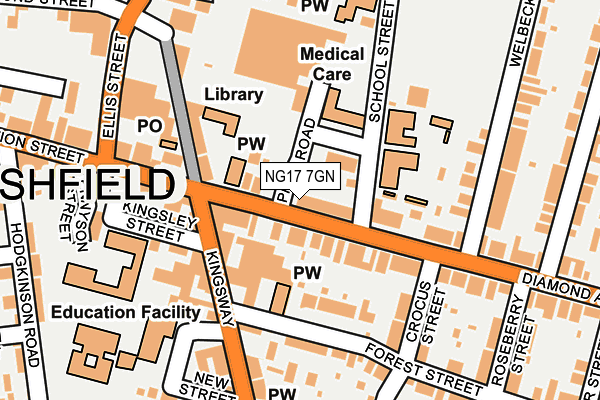 NG17 7GN map - OS OpenMap – Local (Ordnance Survey)