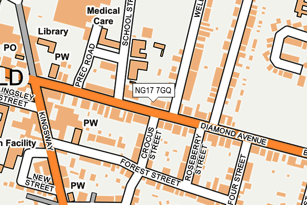 NG17 7GQ map - OS OpenMap – Local (Ordnance Survey)