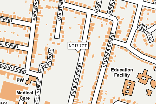 NG17 7GT map - OS OpenMap – Local (Ordnance Survey)