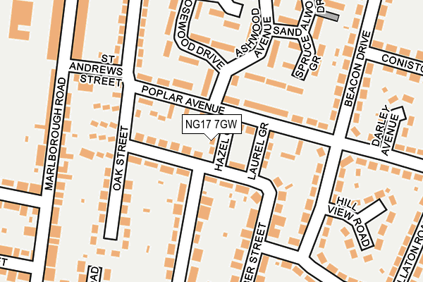 NG17 7GW map - OS OpenMap – Local (Ordnance Survey)